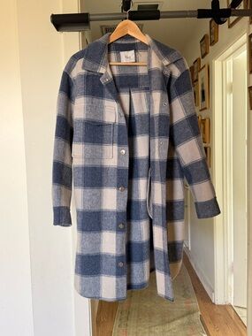 Rails Blue and Cream Plaid Wool Shacket
